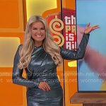 Rachel’s metallic blue ruched mini dress on The Price is Right