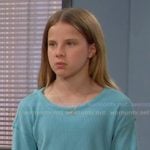 Rachel’s blue waffle long sleeve ttop on Days of our Lives