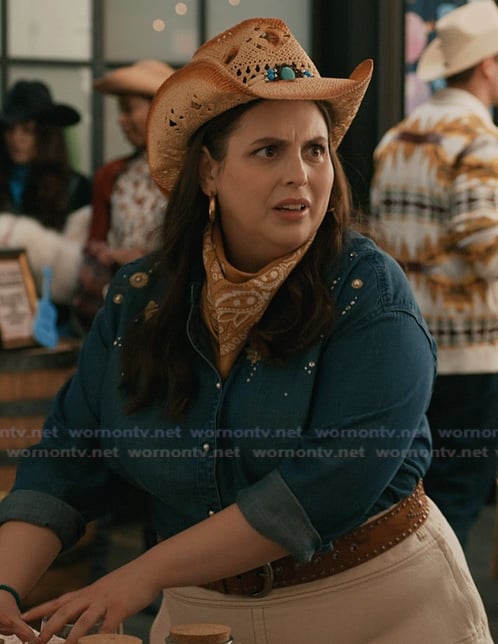 Rachel’s embellished denim shirt on Elsbeth