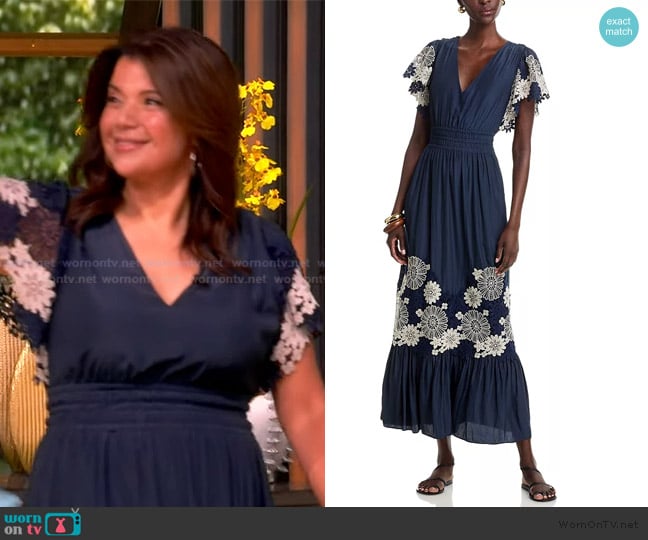 Ana’s blue floral embroidered dress on The View Ana’s blue floral embroidered dress on The View