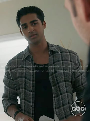Ravi's grey plaid button down shirt on 9-1-1