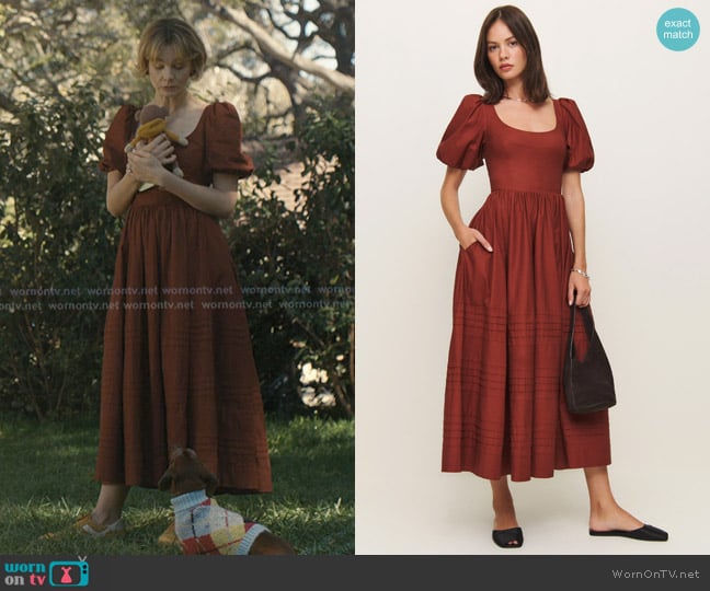 Reformation Everlyn Dress in Fig Jam worn by Lindsay Crane-Martín (Carey Mulligan) on Beef