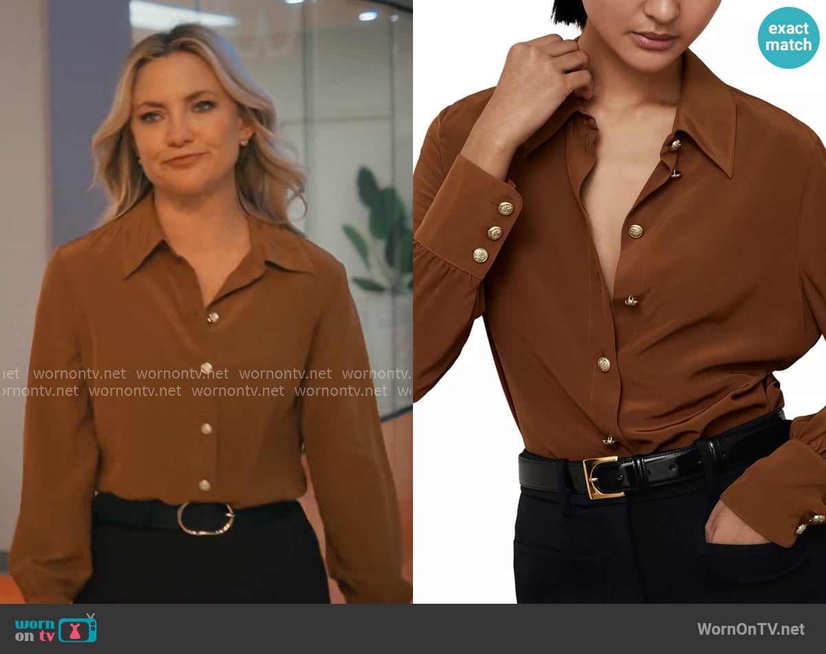 Reiss Gianna Silk Shirt worn by Isla Gordon (Kate Hudson) on Running Point