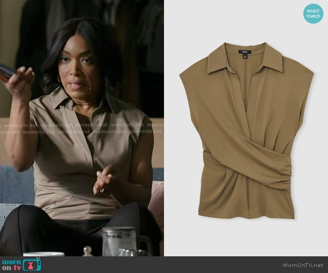 Reiss Jean Top in Khaki Green worn by Athena Grant (Angela Bassett) on 9-1-1