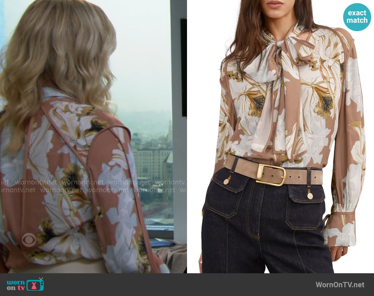 Reiss Maggie Blouse worn by Brooke Logan (Katherine Kelly Lang) on The Bold and the Beautiful
