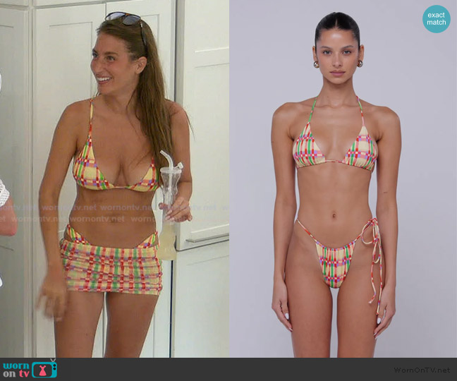 Resa Plaid Bikini Set worn by Amanda Batula on Summer House