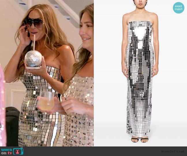 Liz’s silver sequin strapless dress on RHORI