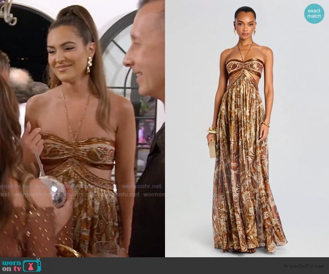 Kelsey’s floral halter maxi dress on RHORI