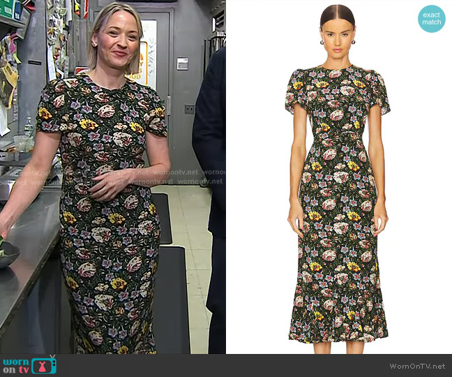 Rhode Lulani Floral Print Midi Dress in Blossoming Canopy worn by Erin French on Today