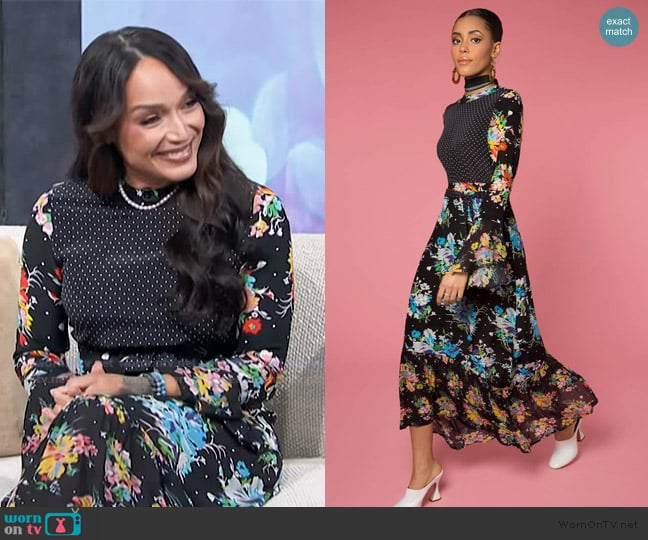 Rixo London Printed Dress worn by Mayte on Access Hollywood