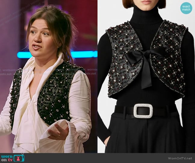 Roger Vivier Viv' Choc Waistcoat in leather worn by Kelly Clarkson on The Voice