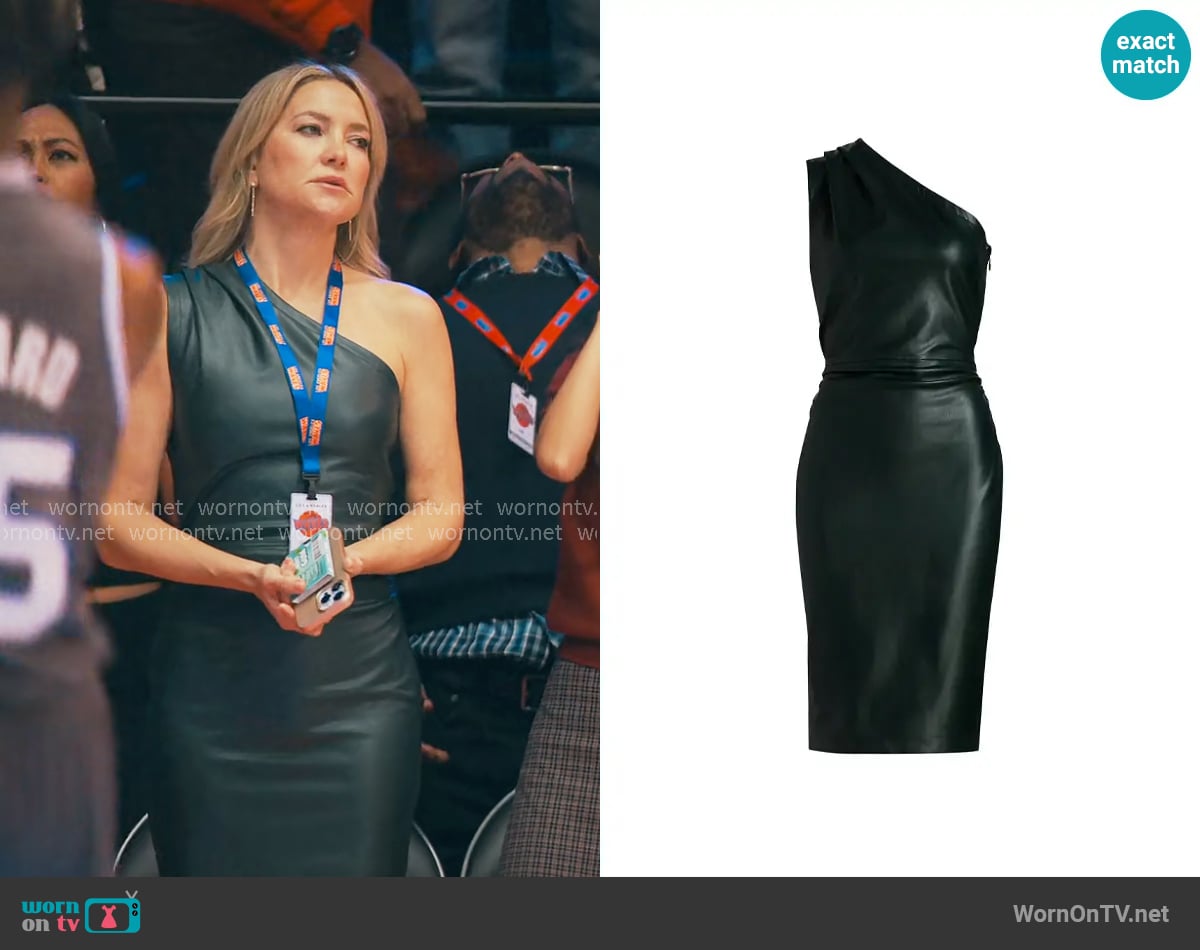 Ronny Kobo Pelle Faux-Leather One-Shoulder Knee-Length Dress worn by Isla Gordon (Kate Hudson) on Running Point