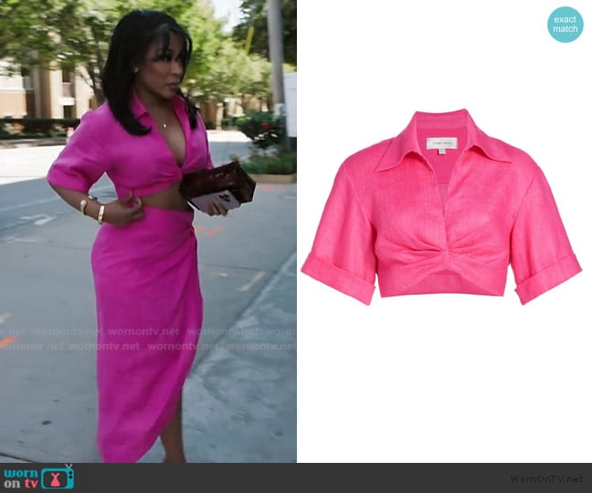 Ronny Kobo Uzen Cropped Twist Top worn by Kimberly Michelle Pate on The Real Housewives of Atlanta
