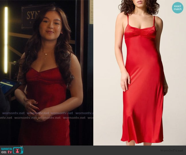 Rouje  Rouje Paris Josephina Satin Dress worn by Katherine Song-Covey (Anna Cathcart) on XO Kitty
