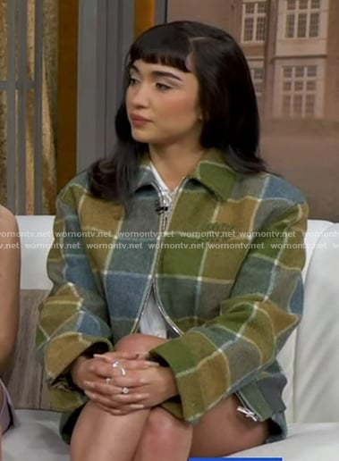 Rowan Blanchard’s green check jacket and mini skirt on Good Morning America