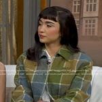 Rowan Blanchard’s green check jacket and mini skirt on Good Morning America