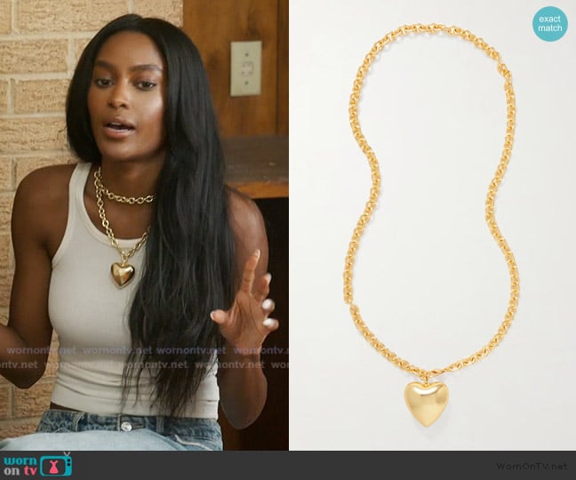 Roxanne Assoulin Heart & Soul gold-tone necklace worn by Ciara Miller on Summer House