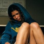 Rue's blue hoodie and camo shorts on Euphoria