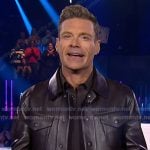 Ryan Seacrest’s leather button front jacket on American Idol
