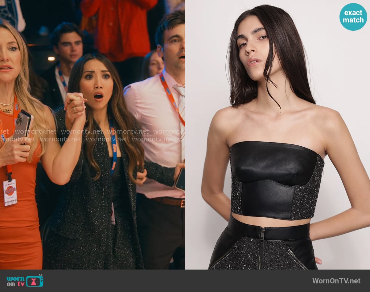 Sabina Musayev Bree Top worn by Ali Lee (Brenda Song) on Running Point