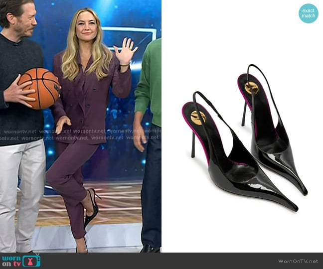 Saint Laurent Amalia Slingback Pumps in Patent Leather worn by Kate Hudson on Today