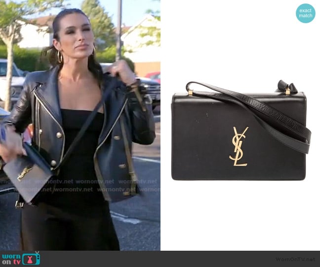 Saint Laurent Calfskin Monogram Small Dylan Shoulder Bag Black worn by Ashley Iaconetti on The Real Housewives of Rhode Island