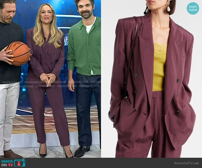 Saint Laurent Double-breasted Silk Blazer worn by Kate Hudson on Today