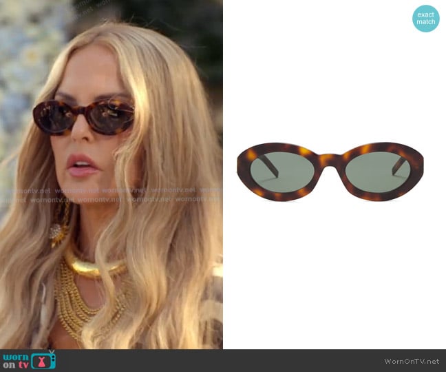Saint Laurent Oval Sunglasses worn by Rachel Zoe on The Real Housewives of Beverly Hills