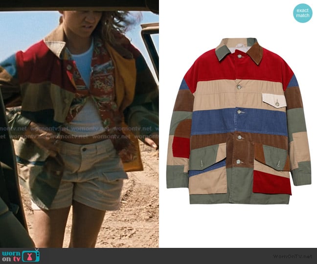 Saint MXXXXXX Patchwork-design shirt jacket worn by Rue Bennett (Zendaya) on Euphoria