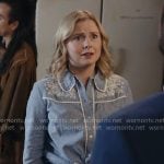 Sam’s blue embroidered shirt on Ghosts