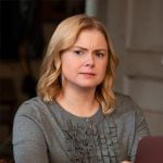 Sam's grey ruffle front cardigan on Ghosts