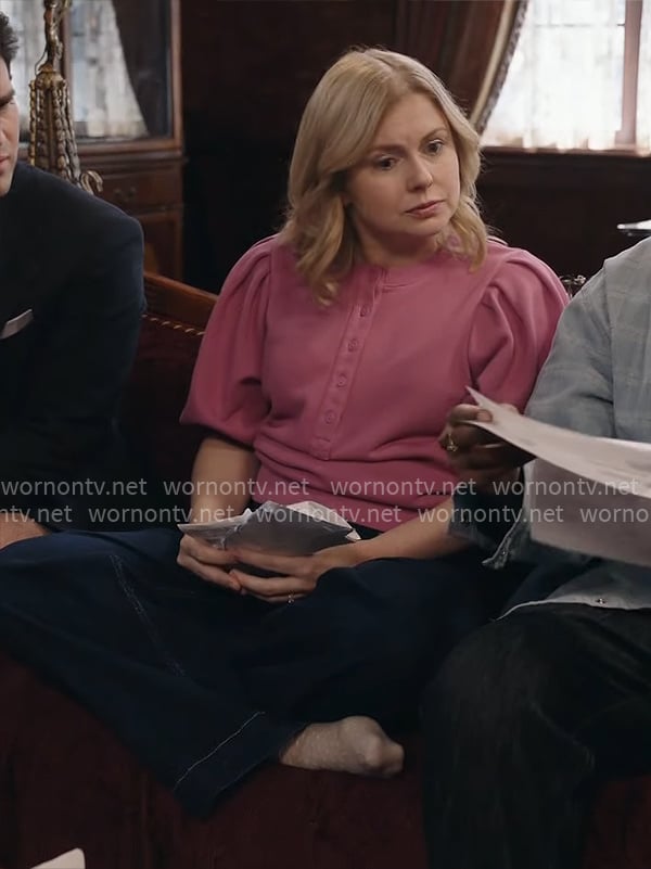 Sam's pink puff-sleeve sweatshirt on Ghosts