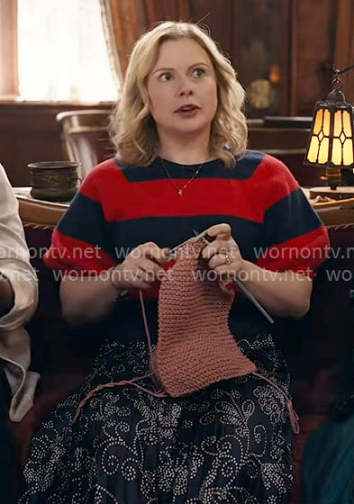Sam's red striped sweater and paisley skirt on Ghosts