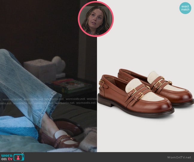 Sandro Contrasting Leather Loafers worn by Jo Wilson (Camilla Luddington) on Greys Anatomy