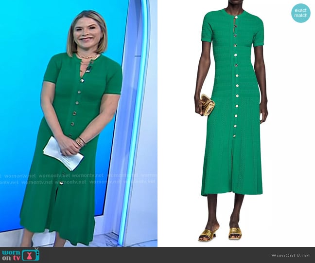 Sandro Knit Maxi Dress in Emeuraude Green worn by Jenna Bush Hager on Today