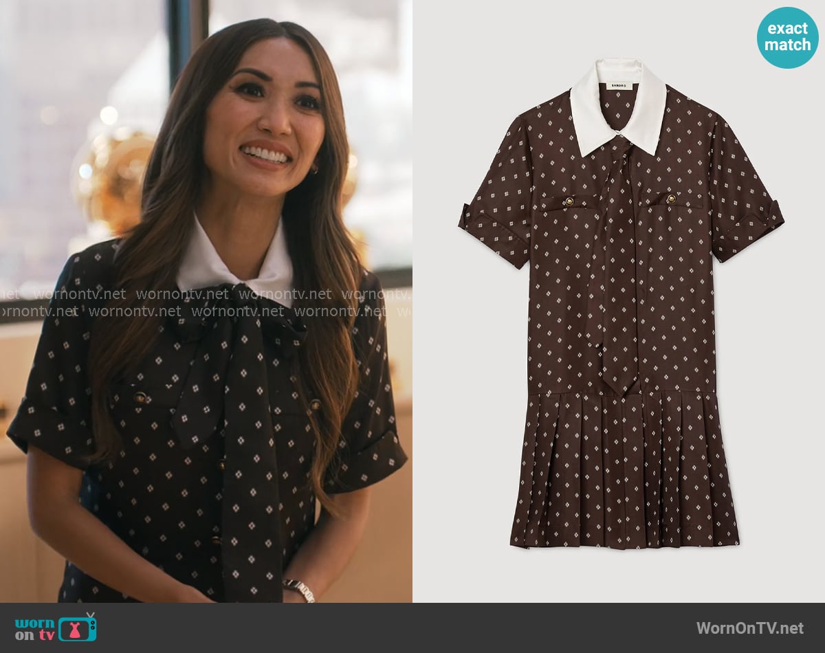 Sandro Printed Mini Dress worn by Ali Lee (Brenda Song) on Running Point
