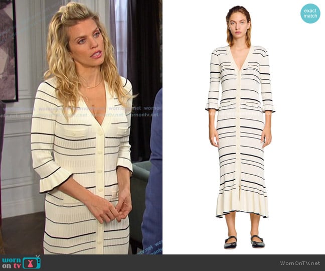 Sandro Striped Knit Maxi Dress in Ecru worn by Catherina Greene (AnnaLynne McCord) on Days of our Lives