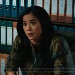 Sara’s green argyle print sweater on Matlock