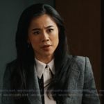 Sarah’s black contrasting tie neck blouse on Matlock