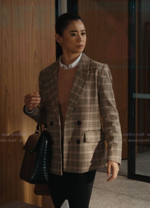Sarah’s plaid double breasted blazer on Matlock