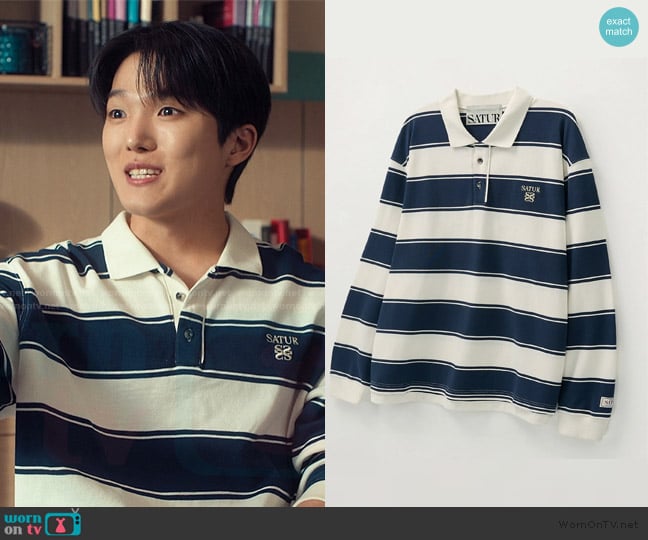 Satur Rugby Stripe Pique Long Sleeve Navy worn by Dae Heon Kim (Choi Min-yeong) on XO Kitty