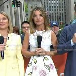 Savannah’s white lace sleeveless top and floral skirt on Today