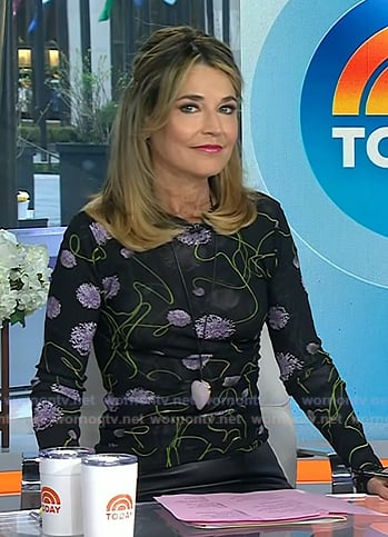 Savannah's black floral long sleeve top on Today