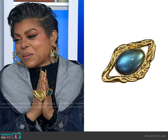 Schiaparelli Blue Stone Ring worn by Taraji P Henson on Today