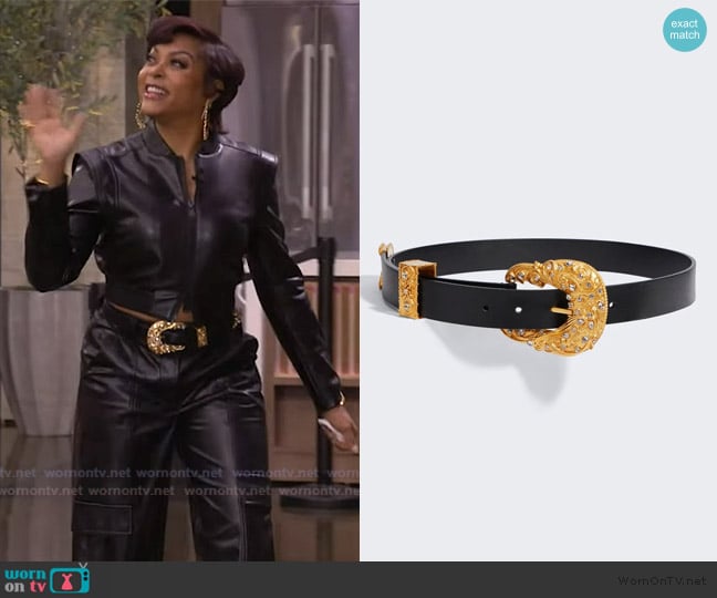 Schiaparelli Rhinestones Western Belt worn by Taraji P. Henson on Live with Kelly and Mark