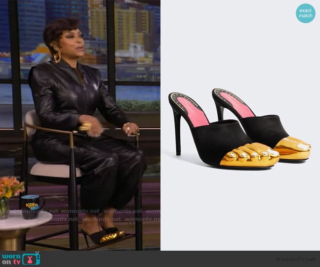 Schiaparelli Trompe L'Oeil Mules worn by Taraji P. Henson on Live with Kelly and Mark
