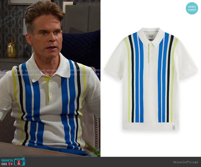 Leo’s striped knit polo on Days of our Lives