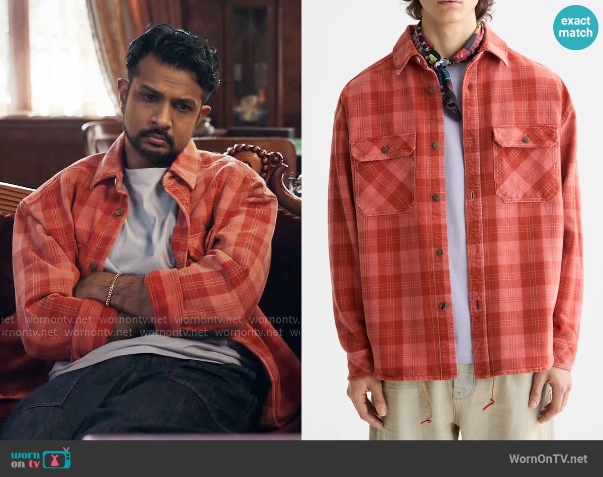 Scotch & Soda Washed denim checked overshirt worn by Jay (Utkarsh Ambudkar) on Ghosts
