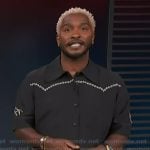 Scott’s black embroidered shirt on Access Hollywood