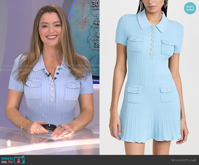 Self Portrait Sequin Knit Mini Dress in Blue worn by Dani Beckstrom on Good Morning America